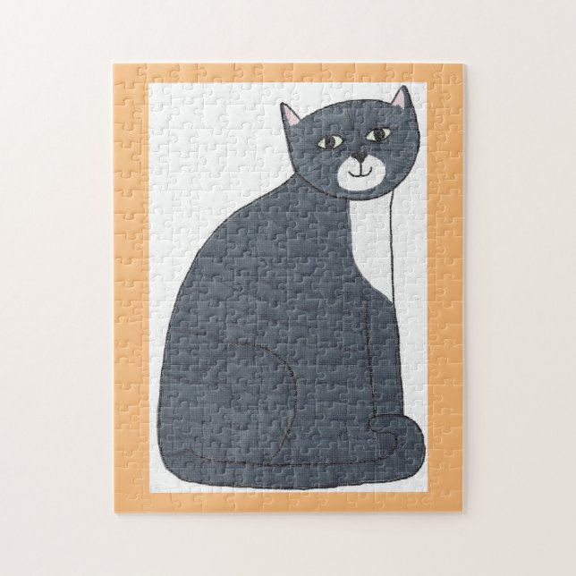 Whimsical Sam Cat Sitting Challenging Puzzle (Vertikal)