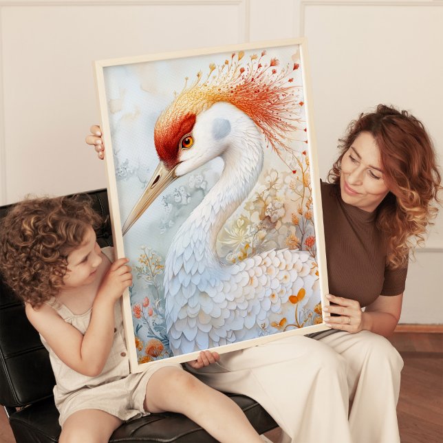 Whimsical Sandhill Crane Art Print Poster (Von Creator hochgeladen)