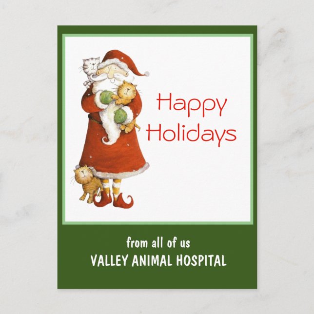 Whimsical Santa and Cats Individueller Urlaub Postkarte (Vorderseite)