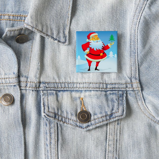 Whimsical Santa Claus mit Mini Weihnachtsbaum Button (Von Creator hochgeladen)