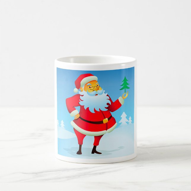Whimsical Santa Claus mit Mini Weihnachtsbaum Kaffeetasse (Von Creator hochgeladen)