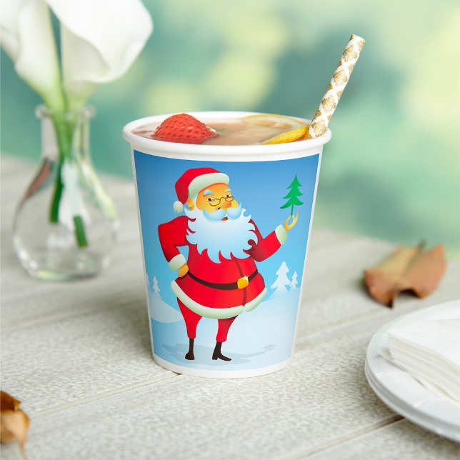 Whimsical Santa Claus mit Mini Weihnachtsbaum Pappbecher (Von Creator hochgeladen)