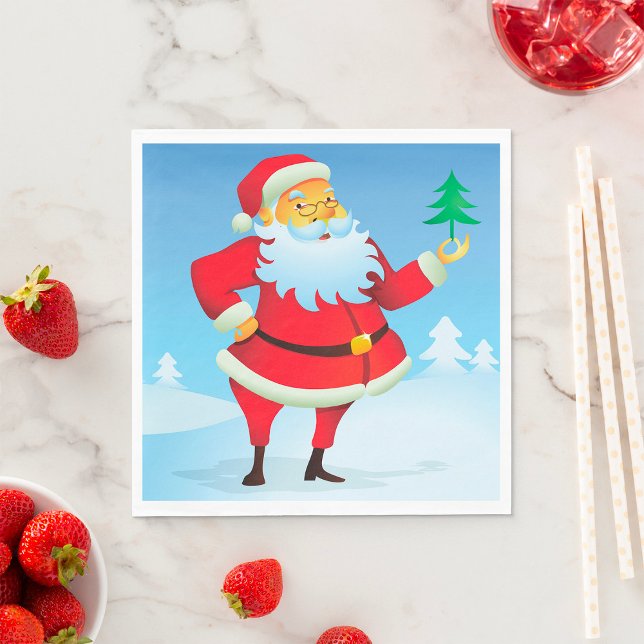 Whimsical Santa Claus mit Mini Weihnachtsbaum Serviette (Von Creator hochgeladen)
