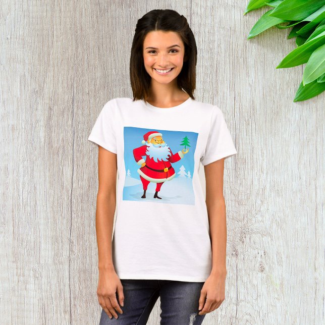 Whimsical Santa Claus mit Mini Weihnachtsbaum T-Shirt (Von Creator hochgeladen)