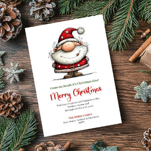 Whimsical Santa Fröhliche moderne Weihnachtsgrüße Feiertagskarte