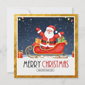 Whimsical Santa im Schlitten Corporate-Weihnachten Feiertagskarte