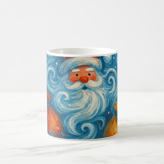 Whimsical Santa in einem wirbelnden Wintersturm Kaffeetasse (Mittel)