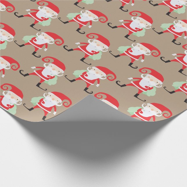 Whimsical Santa Pattern Geschenkpapier (Ecke)