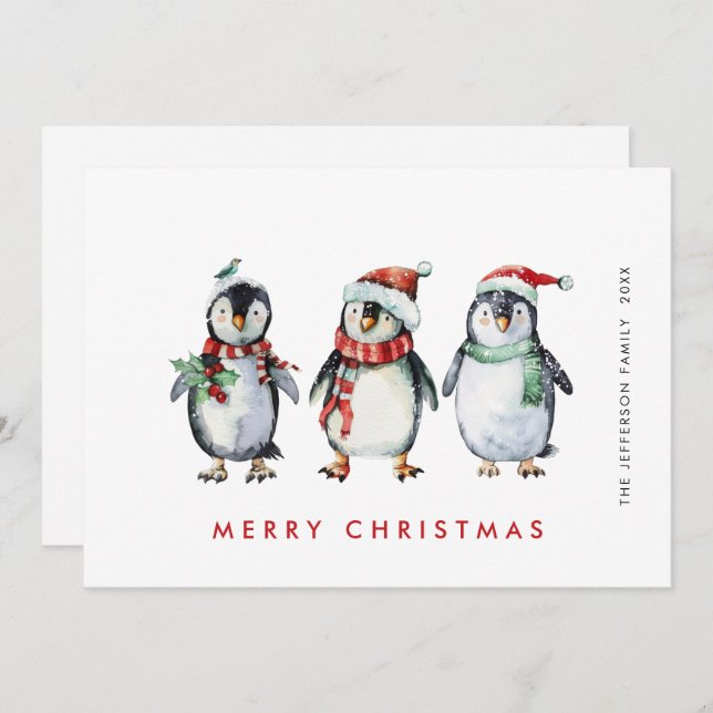 Whimsical Santa Penguins Weihnachten (Vorne/Hinten)