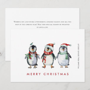 Whimsical Santa Penguins Weihnachtskonzern Feiertagskarte