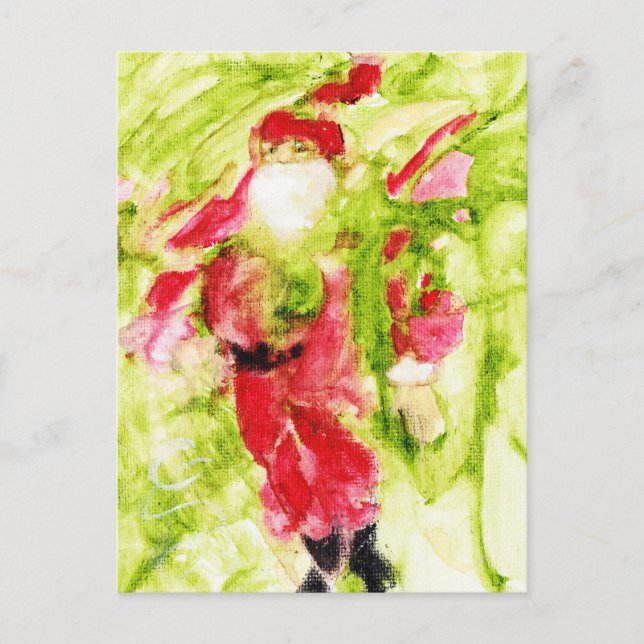 Whimsical Santa Postcard Postkarte (Vorderseite)