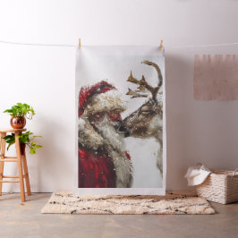 Whimsical Santa & Rudolph Nose to Nose Stoff