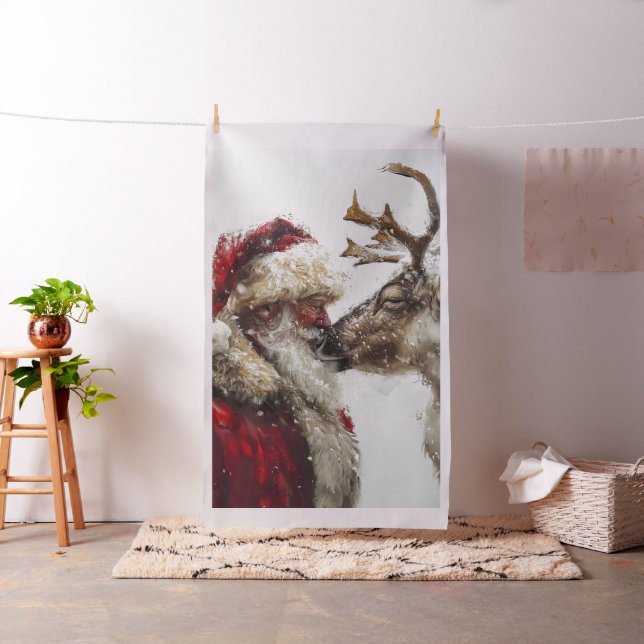 Whimsical Santa & Rudolph Nose to Nose Stoff (Beispiel)