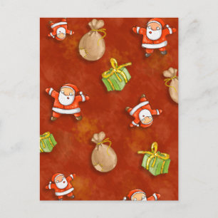 whimsical santa und präsentiert Muster Feiertagspostkarte