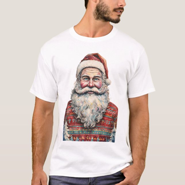 Whimsical Santa Wassercolor T-Shirt (Vorderseite)