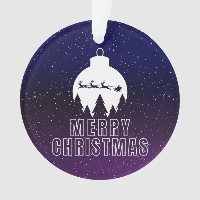 Whimsical Santa's Sleigh and Midnight view Ornament (Vorderseite)
