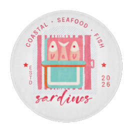 Whimsical Sardines Coastal Beach Pink Schneidebrett