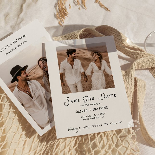 Whimsical Save the Date Foto Minimalist  Einladung (whimsical save the date, photo save the date, minimalist wedding invitation, modern wedding statione)