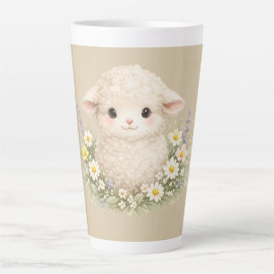 Whimsical Schafe und Wildblumen für einen charmant Milchtasse