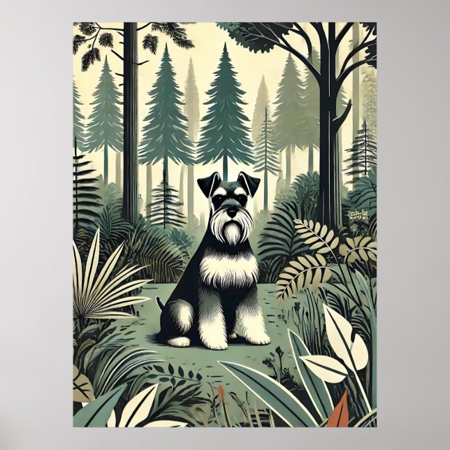 Whimsical Schnauzer Print, Wandkunst Poster (Vorne)