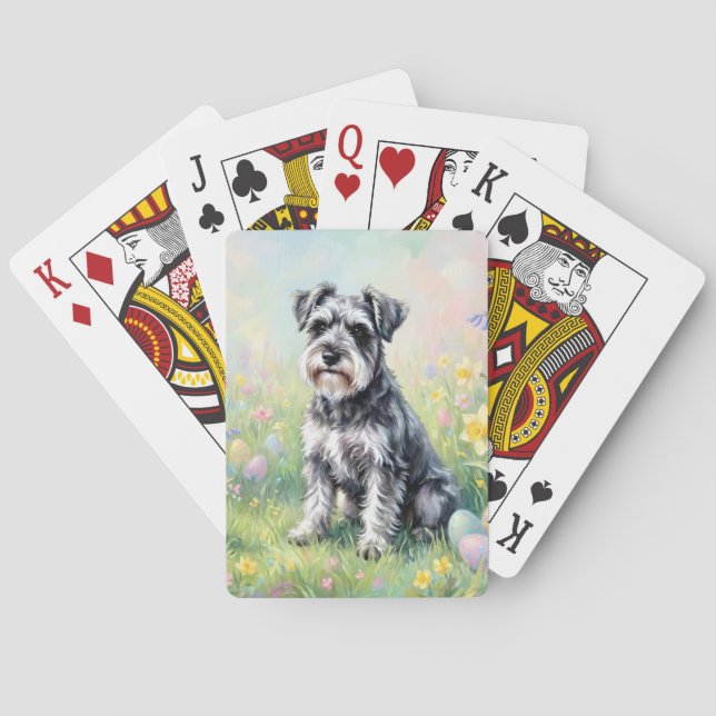 Whimsical Schnauzer with Easter Eggs Spielkarten (Rückseite)