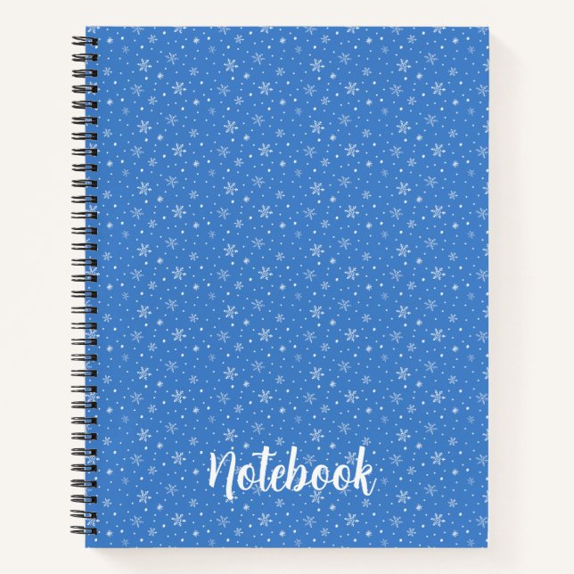 Whimsical Schneeflocken HandGezeichnet Blaues Must Notizbuch (Vorderseite)