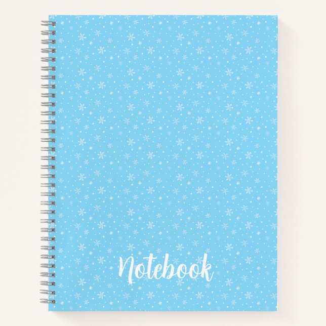 Whimsical Schneeflocken HandGezeichnet Lichtblau M Notizbuch (Vorderseite)