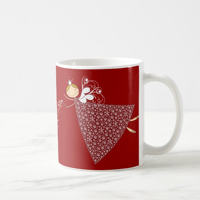 Whimsical Schneeflocken Weihnachtsfest Angel Holid Kaffeetasse (Rechts)