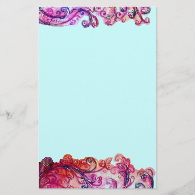 WHIMSICAL SCHNÖRKEL hell rosa lila blau Briefpapier (Vorderseite)