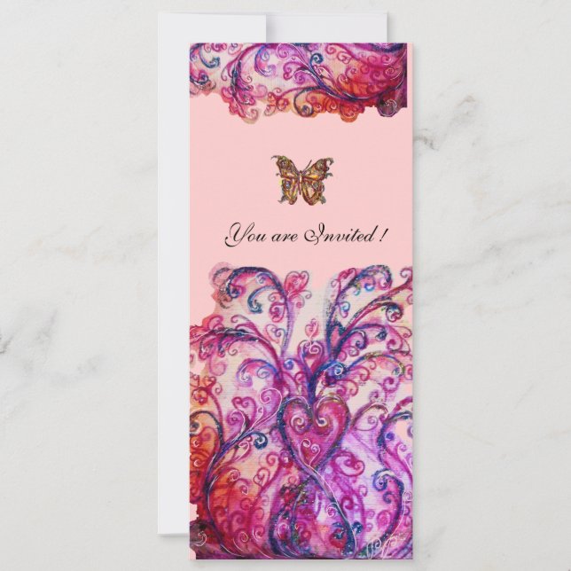 WHIMSICAL SCHNÖRKEL hell rosa lila Einladung (Vorderseite)