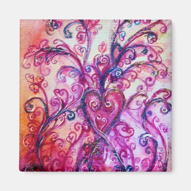 WHIMSICAL SCHNÖRKEL hell rosa lila weiß Magnet (Vorne)