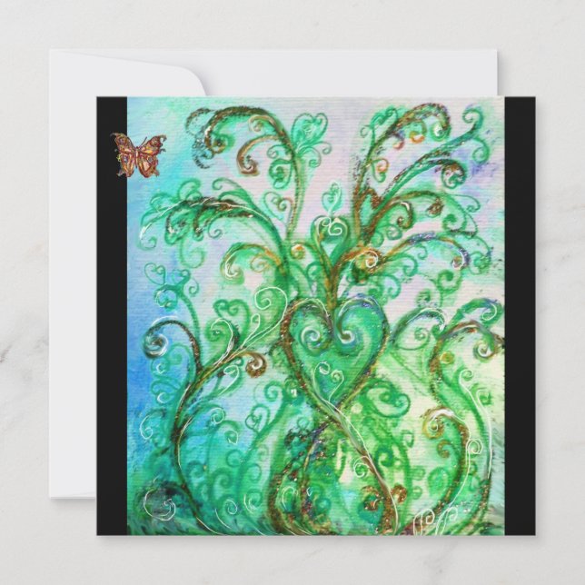 WHIMSICAL SCHNÖRKEL hellblau grün schwarz Einladung (Vorderseite)