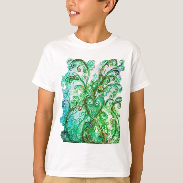 WHIMSICAL SCHNÖRKEL hellgrün blau gelb T-Shirt (Vorderseite)