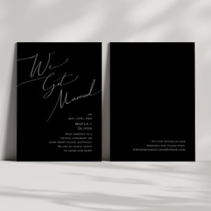 Whimsical Schrift Schwarze Hochzeitsankündigung Einladung