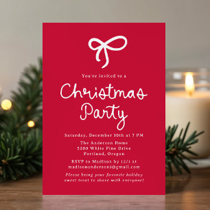 Whimsical Schriftzug Rot Weihnachtsfeier Einladung