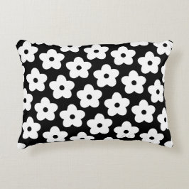 Whimsical Schwarz & Weiß Floral Retro und fröhlich Dekokissen