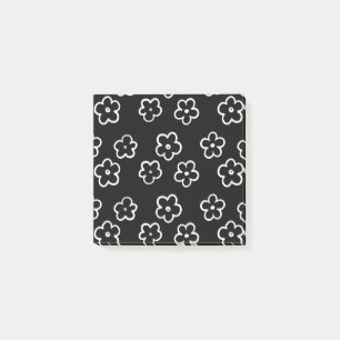 Whimsical Schwarz & Weiß Floral Retro und fröhlich Post-it Klebezettel