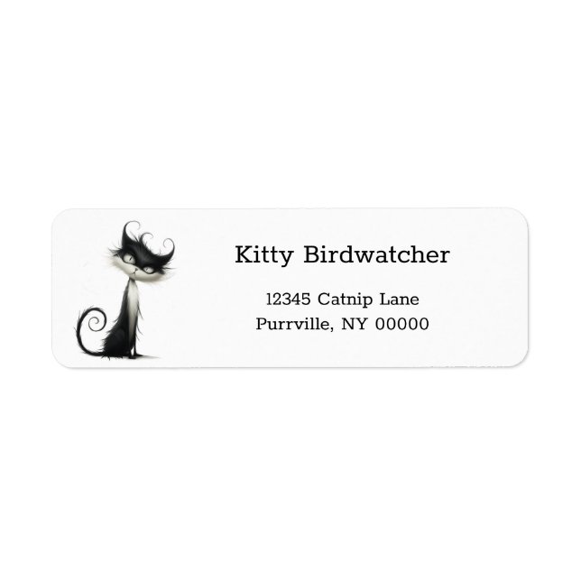 Whimsical Schwarz-weiß Mischous Cat-Adresse (Vorne)