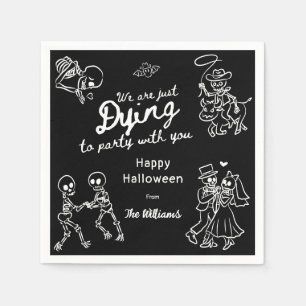Whimsical Schwarz-weiß Quirky Hand Zeichnen Hallow Serviette