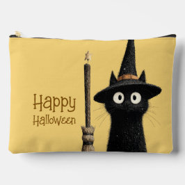 Whimsical Schwarze Katze Frohes Halloween Zubehörtasche