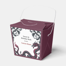 Whimsical Schwarzer Roter Drache Damast Sweet 16 B Geschenkschachtel