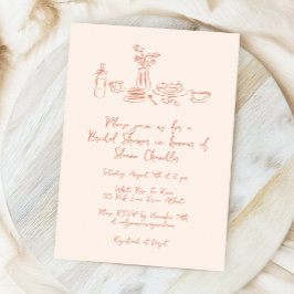 Whimsical Scribble Doodle Hand Drawing Brautparty Einladung