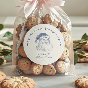 Whimsical Scribble Santa Claus Frohe Weihnachten Runder Aufkleber