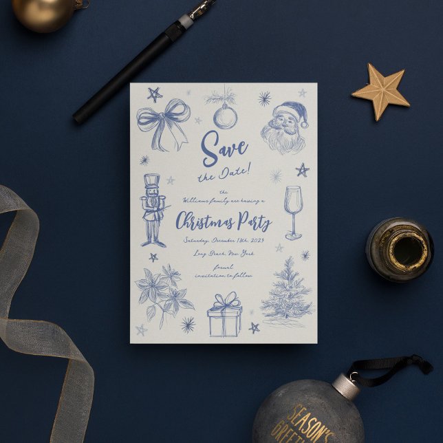 Whimsical Scribble Weihnachts-Party Save The Date (Von Creator hochgeladen)
