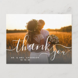 Whimsical Script 2 Foto Rustic Wedding Vielen Dank Postkarte