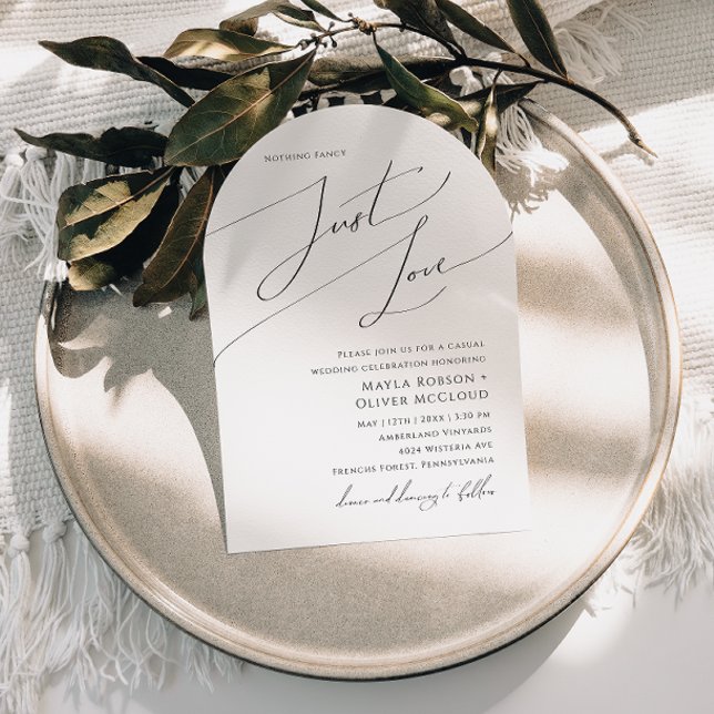 Whimsical Script Arch Just Liebe Hochzeit Einladung (Von Creator hochgeladen)