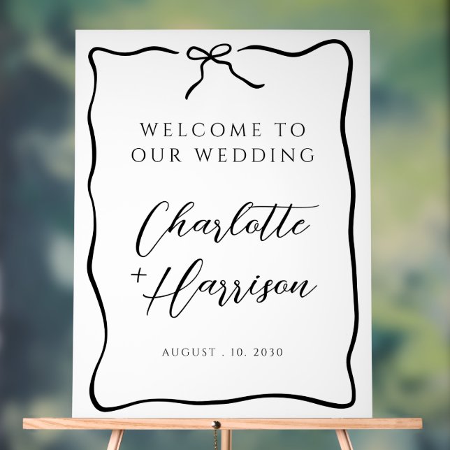 Whimsical Script Border Wedding Acrylschild (Neutral)