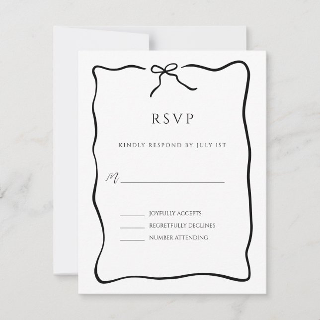 Whimsical Script Border Wedding RSVP Karte (Vorderseite)