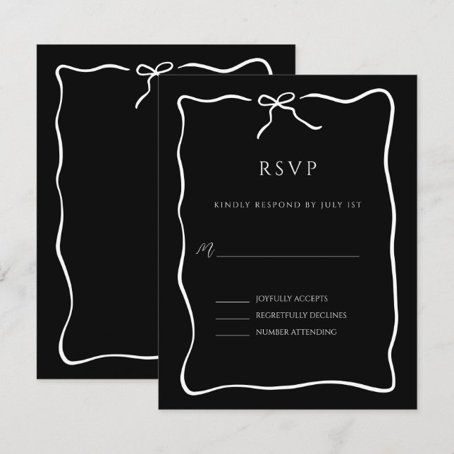 Whimsical Script Border Wedding RSVP Karte (Vorne/Hinten)