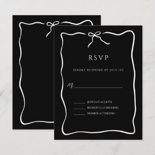 Whimsical Script Border Wedding RSVP Karte